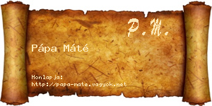 Pápa Máté névjegykártya